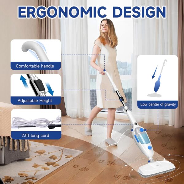 Neugo NE-033 Steam Mop - Versatile All-in-One Floor Cleaner for Hardwood, Vinyl, Laminate, Tile, and Carpet with Adjustable Steam Modes - Image 2