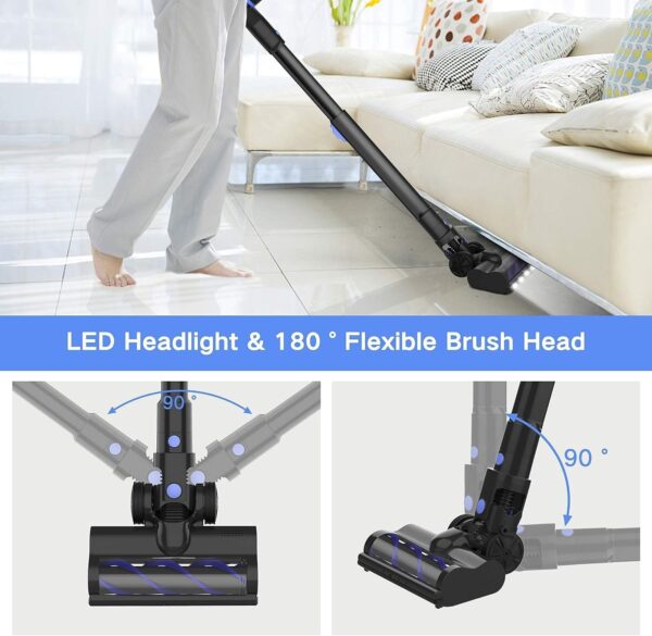WOWGO 6-in-1 Cordless Vacuum Cleaner: Versatile Handheld and Stick Vacuum with 40-Minute Runtime for Efficient Cleaning on All Surfaces - Image 4