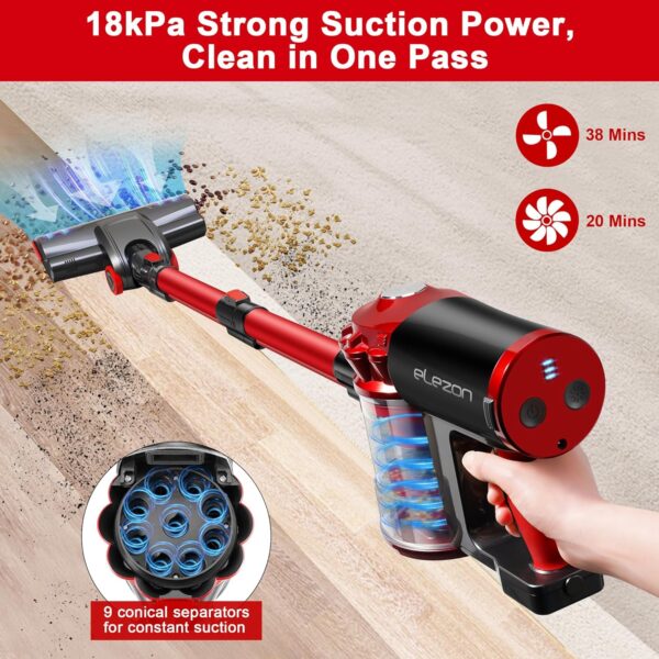 Elezon A200 Cordless Vacuum Cleaner – High-Performance, Rechargeable, with Multi-Cyclone Bagless System - Image 6
